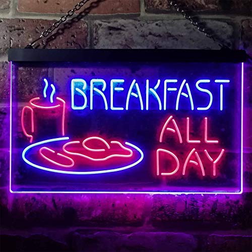 Breakfast All Day Dual LED Neon Light Sign